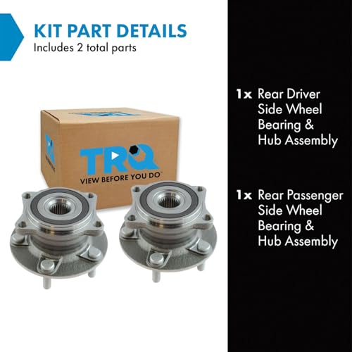 Image of TRQ Rear Wheel Bearing and Hub Assembly Set 2 Piece Compatible with 10-15 Mitsubishi Lancer Evolution GSR 10-15 Lancer Evolution MR 07-12 Outlander AWD 11-12 Outlander Sport 4WD
