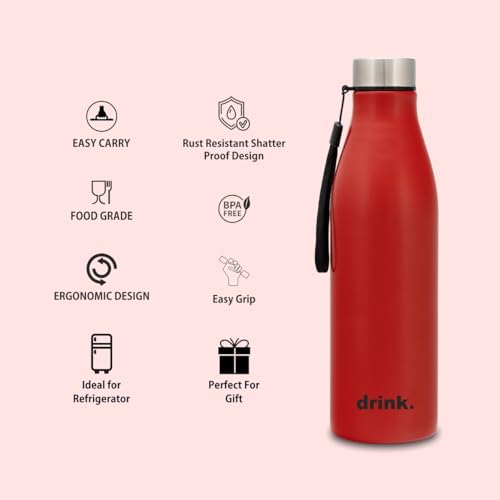 Image of Clay Craft VACBOTT Bingo Single Walled Non Insulated Water Bottle-1200ML, 3-Piece(Red) Leak Proof | Easy Grip |Easy To Carry| Gym Bottle | Home | Kitchen | Hiking | Treking Bottle | Travel Bottle