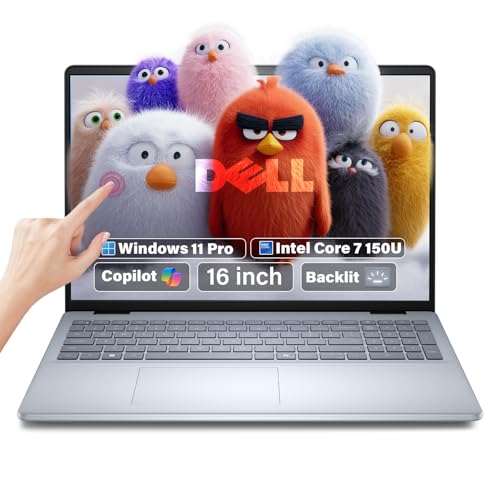 Image of Dell 16 Laptop Touchscreen Business Computer - Intel 10-Core 7 150U(up to 5.4GHz), 16'' FHD+ Touch Dsiaplay, Backlit KB, Fingerprint, Windows 11 pro, 32GB DDR5 RAM, 1TB SSD