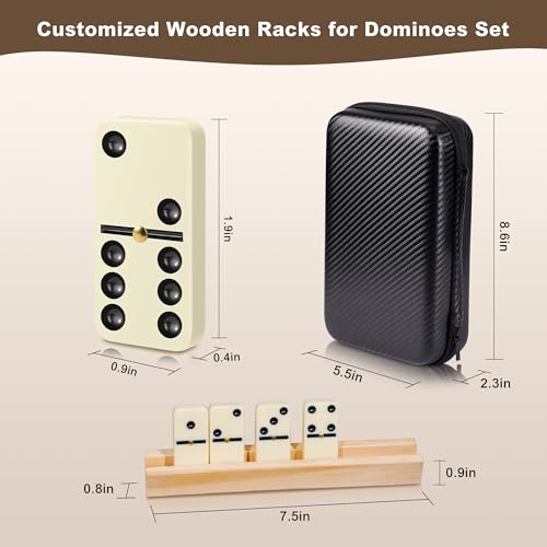Juego de Domino MeetYr Life con 28 fichas y 4 bandejas de madera miniatura 4