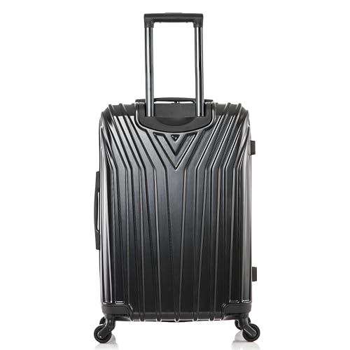 InUSA VASTY Luggage with Spinner Wheels | Durable Lightweight Hardside Suitcase, Travel Bag with Handle and Trolley, 24-Inch Medium Checked Luggage | Black