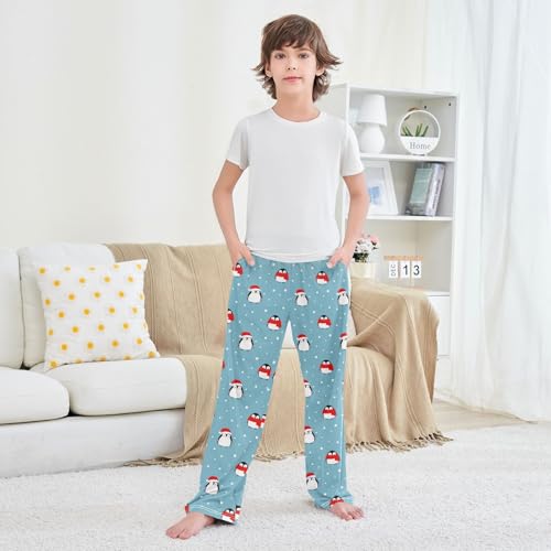 ZZXXB Penguin Winter Snow Boys Long Pants Soft Trousers Elastic Waist Kids Lounge Bottoms with Pockets S-XL 5