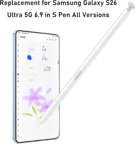 Image of Samsung Galaxy S26 Ultra 5G All Versions Stylus Pen for Android Replacement | Compatible Stylus Pen for Samsung Galaxy S26 Ultra (White), with 5 Extra nibs (Without Bluetooth)