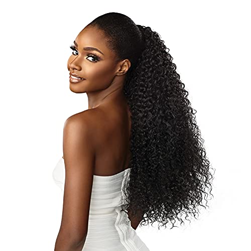 Sensationnel Lulu Pony Tail Drawstring - Cici High Heat Synthetic Yaki Ponytail or Up Do Hair Wig Piece (1B OFFBLACK)