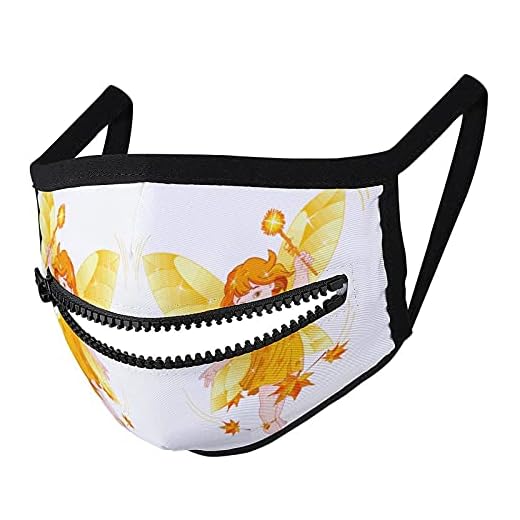 Mask med dragkedja anpassad design flygande liten ängel tecknad lönnlöv trollstav damm munskydd rolig andningsbar ansiktsmask dragkedja stängning