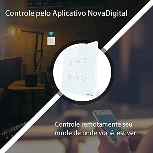 NovaDigital Interruptor Inteligente 4x4 Wi-Fi 6 botões Touch Screen Alexa Google Home Tuya Smart Lif
