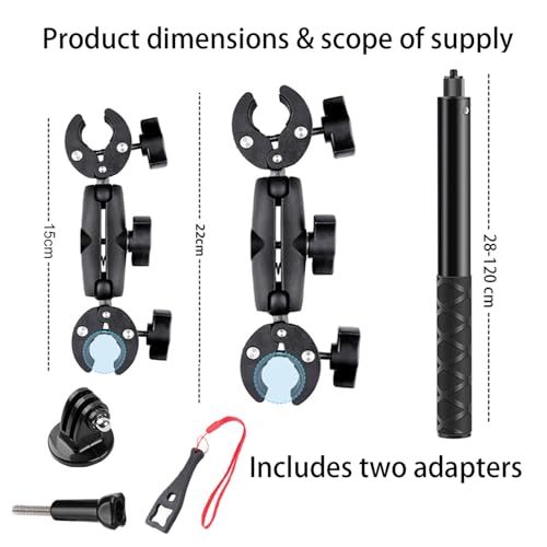 RATSTONE dla Insta 360 x4 Akcesoria, Uchwyt Aparatu, Obrót O 360 Stopni, Podwójny Zacisk, Aluminium, Podwójna Stabilność, Dla Insta360 x 4, X3, X2, dla One RS, dla Ace, Ace Pro