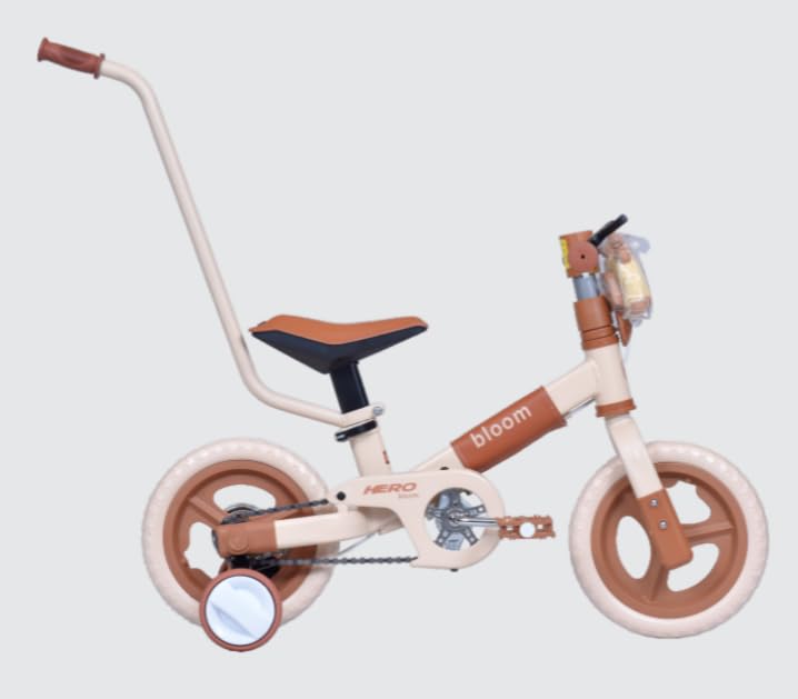 Image of Hero Cycles Bloom Kids Learning Bike, 12T Puncture Proof Tyres, Parental Push Bar, Balance to Pedal Conversion, for 2-4 Years
