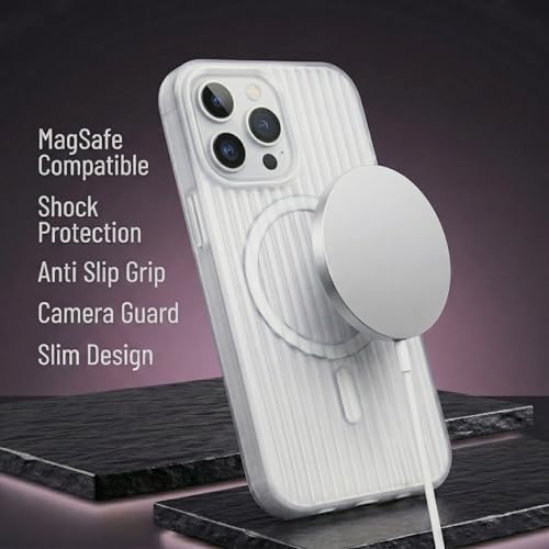 Image of amazon basics Streak Magnetic Protective Cover Compatible with iPhone 15 Pro | MagSafe | Camera & Body Protection|Anti Shock,Scratch Resistant|Precise Cutouts Modern Design|Wireless Charging - White