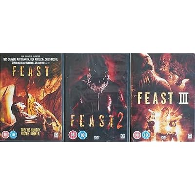 FEAST 1-3 COMPLETE COLLECTION - JOHN GULAGER TRILOGY / 1. FEAST / 2. FEAST 2 - SLOPPY SECONDS / 3. FEAST 3 - THE HAPPY FINISH = ULTIMATE 3x DVD UK SET