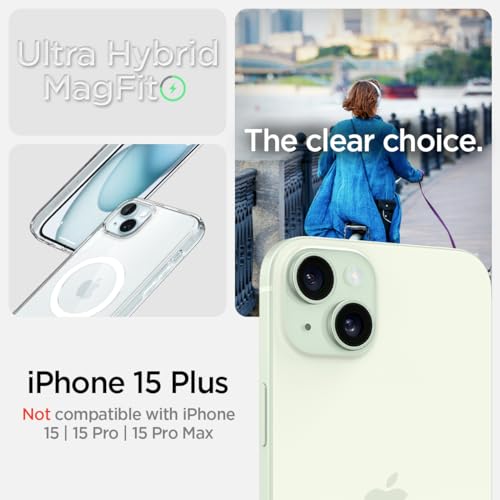 Image of Spigen for iPhone 15 Plus Case, Ultra Hybrid MagFit [Anti-Yellowing] [Compatible with Magsafe] - Clear