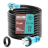 CircleCord UL Listed 50 Amp RV/Generator Cord with Locking Connector, Heavy Duty 6/3+8/1 Gauge STW Wire, 14-50P Male and SS2-50R Twist Locking Female for RV Camper and Generator to House (20 Feet)