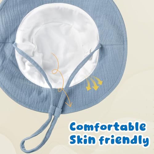 Image of Muslin Baby Sun Hat Sun Protection Baby Toddler Bucket Hats for Boys Girls