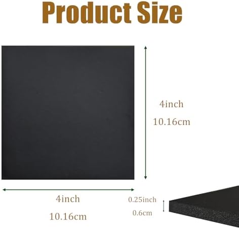 4 Pieces Adhesive Foam Padding 1/4 in Thick X 4 in X 4 in Neoprene - 1