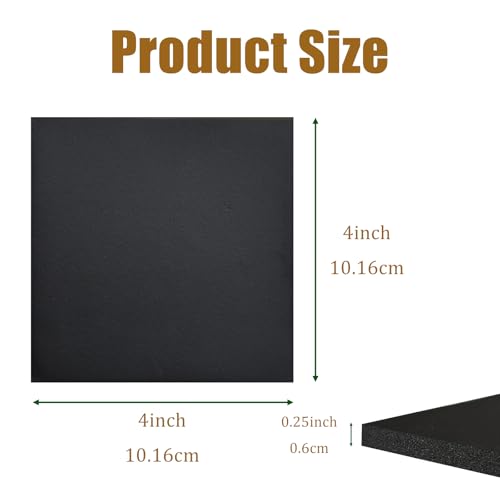 4 Pieces Adhesive Foam Padding 1/4 in Thick X 4 in X 4 in Neoprene
