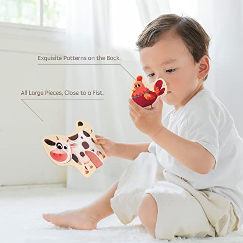 Image of TOI 6 Packs Large Piece Toddler Jigsaw Puzzles for Kids Ages 2-4 - Farm