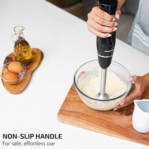 OVENTE Immersion Hand Blender, 300W Electric Handheld Portable Stick Mixer with 2 Mixing Speed and Stainless Steel Blades for Effortless Blending Smoothies, Shakes, Puree or Baby Food, Black HS560B image 4