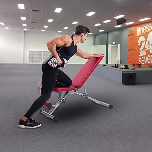 Magic Fit Adjustable Weight Bench Utility Exercise Workout Bench Flat/Incline/Decline Bench Press for Home Gym Red