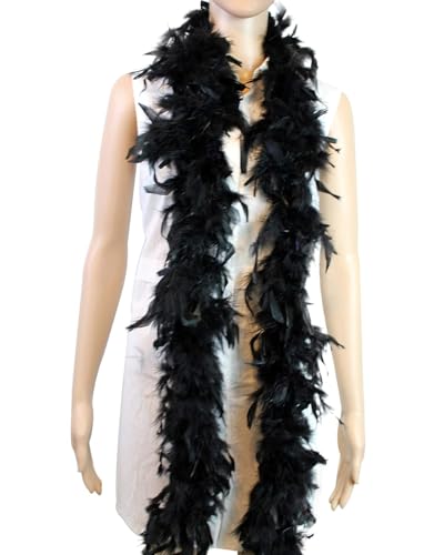 HUVZOR 1PCS Schwarze Truthahnfeder-Boa, 60g 2m Länge Weihnachtsdekoration, Konzerte & Haustierspiel