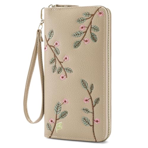 Image of RNIEGA Womens Wallet RFID Blocking Vegan Leather Zipper Around Ladies Wallets Long Clutch Purse with Wristlet