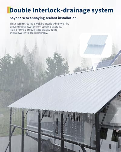 Image of GarveeLife 13x26 ft Metal Carport with Vertical Roof, Heavy-Duty Metal Car Port 120 Steep-Pitch Roof, 133 inch High-Clearance for Full-Sized Pickups, Tractors, and Bass Boats