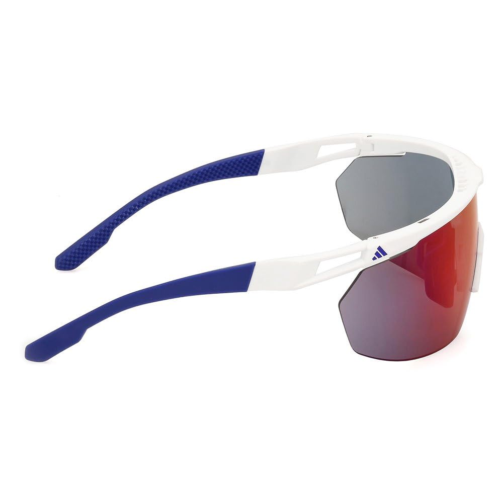 adidas Sport SP0094 Sonnenbrille Herren und Damen, Unisex Sportliche Dünne und Leichte Sonnenbrille, Bildschirm Linsenform, Inklusive Etui, Violette Farbverlauf Gläser, Weiß