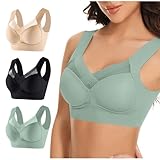 3er Pack Haltungskorrektur BH Original Damen Ohne Bügel Comfy Haltungskorrektur Rücken Bra Frauen Soft-BH Nahtloser Sexy Komfort-BH in Übergröße Crop Top für Alltag