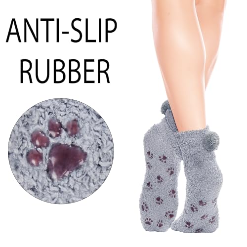Image of Violet Mist Women Funny Fuzzy Bunny Socks Cute Rabbit Fluffy Non-slip Grip Socks Warm Slipper Sock Easter Gifts Girls