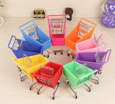 Doitool Miniature Grocery Cart Mini Supermarket Handcart, Mini Shopping Cart Shopping Utility Cart Shopping Grocery Cart Mode Storage Toy Desk Organizers, Mini Shopping Cart (Random Color) #TOP1
