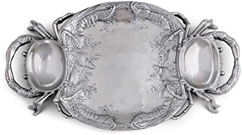 Arthur Court Aluminum Metal Crab Platter/Tray Heavy Quality Coastal Décor for Serving Food and Drinks 24 inch x 13.5 inch