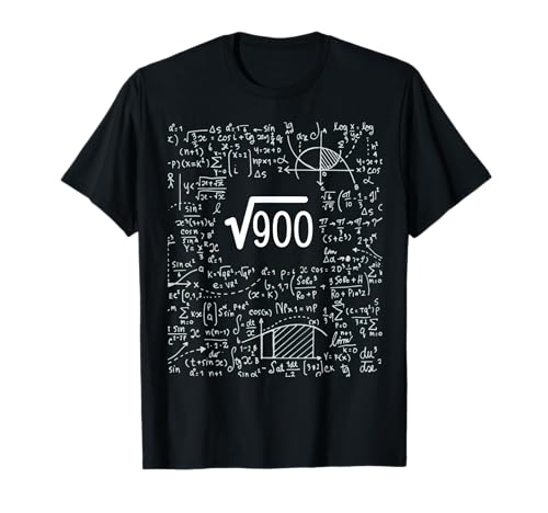 Square Root of 900 Birthday Gift 30 Year Old Math T-Shirt