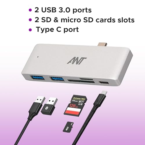 Image of Ant Booster MAK 01 USB Hub - 4-Port USB 3.0 Splitter in Silver | High-Speed 5Gbps Data Transfer, Lightweight & Compact for Laptop, PC, MacBook, Windows & More
