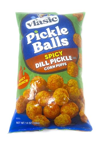 Vlasic Pickle Balls Spicy Dill Pickle Flavored Corn Puffs Pickle Snack Chips 14oz - 1 JUMBO size bag