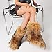 CELNEPHO Brown Women's Faux fur Boot Furry Fluffy Comfortable Mid-Calf Boots Round Toe Warm Fur Lined Snow Boots Y2K Outdoor Rave Outdoor Fashion Boots