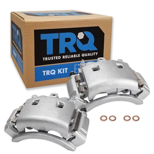 Image of TRQ Rear Brake Caliper Set Zinc Coated Brackets Compatible with 2003 Dodge Ram 3500 2003 Ram 3500 Van 2003-2008 Dodge 3500