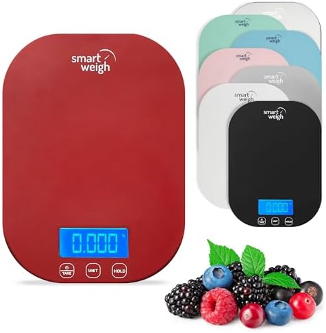 Smart Weigh Red Digital Kitchen Scale for Cooking, Weight Loss, C...