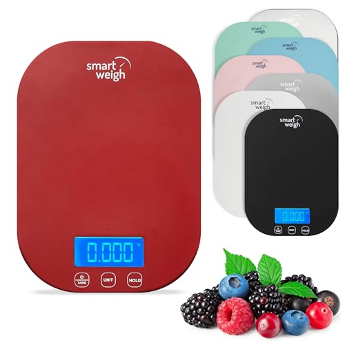 Smart Weigh Red Digital Kitchen Scale for Cooking, Weight Loss, Calorie Tracking, Baking, Food...