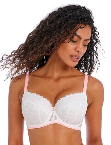 Freya Offbeat Underwired Padded Half Cup Bra White White 36E