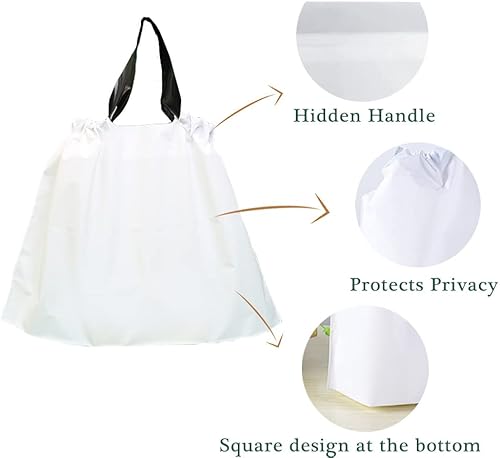 Miniatura 3 de 50 bolsas de almuerzo desechables  Bolsas para llevar con sello, asas con cordón, bolsas de plástico grueso para llevar, para entregas,