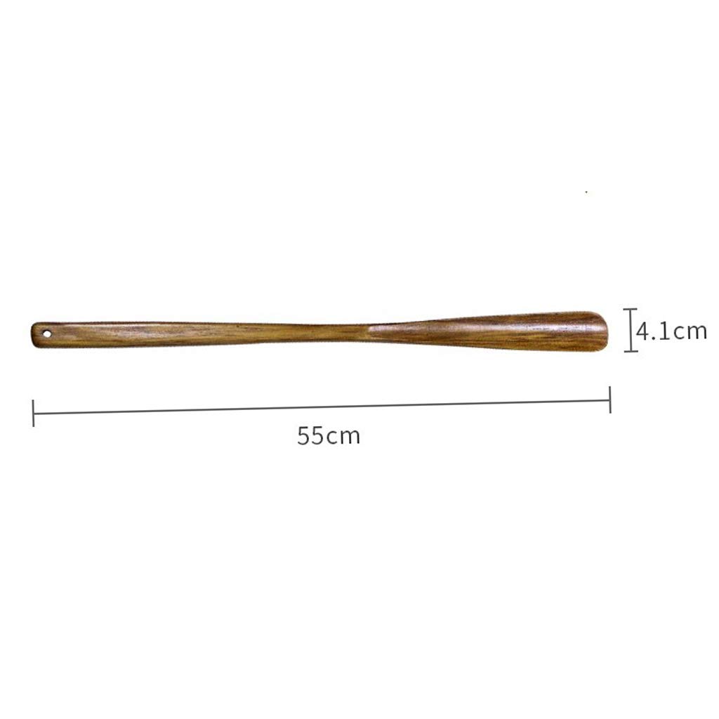 Herienta - Calzascarpe in legno con manico, 58 cm, facile da indossare, in legno massello marrone per una comoda e comoda calzatura