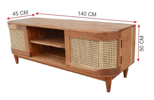 Image of 6 Frame TV Cabinet Floor Standing, TV Stand with Storage Space for Living Room 140x45x50cm
