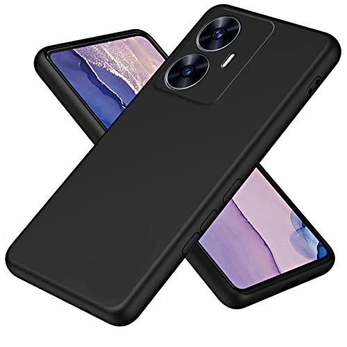 Liquido Custodia Cover per Realme C55 Premium Case Antiurto con Fodera Protezione a Doppio Strato Caso - silicone microfibra nero