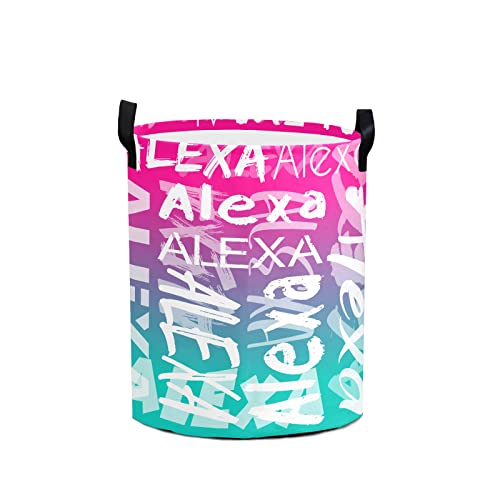 ZAACUSTOM Waterproof Custom Laundry Basket with Name, Collapsible Personalized Laundry Basket Hamper, Customized Dirty Clothes Hampers with Handles Toys Storage Baskets for Kids, Boys, Girls, 1 Pack