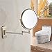 CUZRSIEYI Bathroom Wall-Mounted Mirrors,8 inch Makeup Mirrors,Double Sided Brass Magnifying Mirror,Extendable Folding 360°Swivel Vanity Shaving Mirrors(Brass,10X)