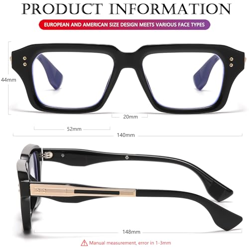 Image of AIEYEZO Fashion Square Blue Light Glasses for Men Women Retro Thick Frame Blue Light Blocking Computer Glasses