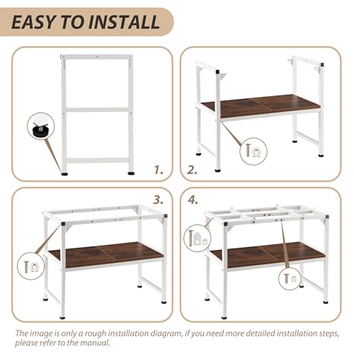Image of 10-20 Gallon Fish Tank Stand, Metal Aquarium Stand with Adjustable Non-Slip Foot and Wooden Shelf, Reptile Tank Stand Easy to Assemble for Home Office, Firm and Steady(Tank not Included)