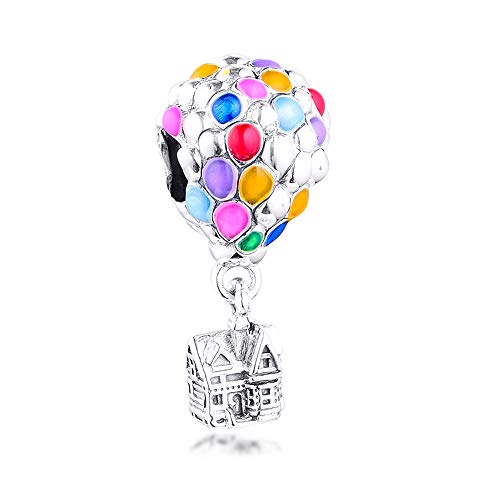 PANDOCCI Abalorio de plata de ley 925 con diseño de casa y globos de verano de 2020, compatible con pulseras Pandora originales