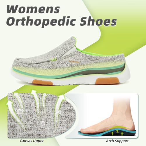 Image of OrthoComfoot Women's Arch Support Shoes,Plantar Fasciitis, Foot and Heel Pain Relief, Orthopedic Boat Shoes for Diabetic Bunions