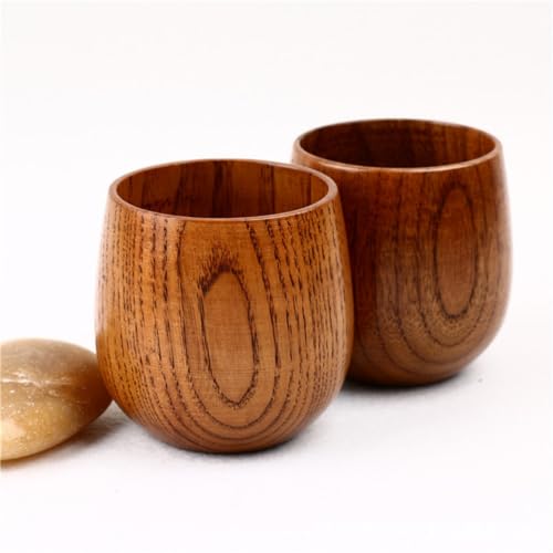 LATRAT Lot de 2 tasses en bois naturel - Gobelets décoratifs - Gobelets à café en bois...