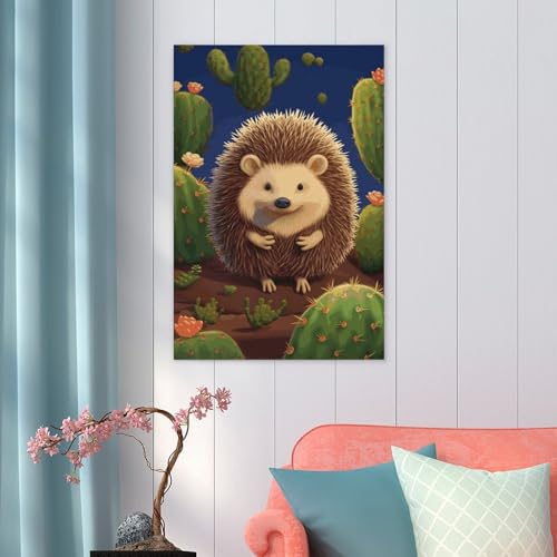 Poster hérisson cactus art mural vintage à coller - 5